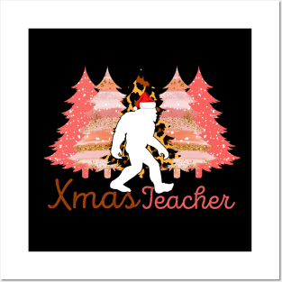 Bigfoot Santa Claus Bigfoot  Sasquatch teacher leopard Christmas Gift Posters and Art